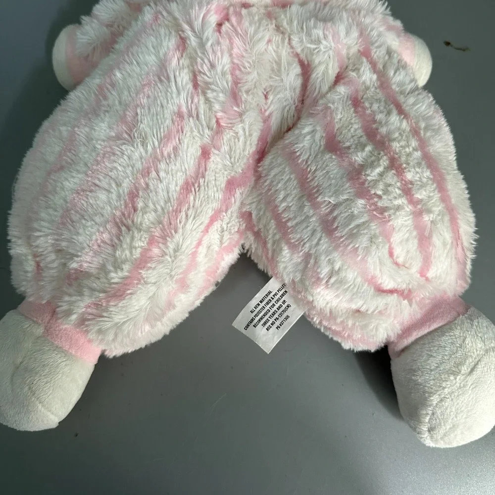 Burton + Burton Pink White Striped Bunny Rabbit Plush Stuffed Animal 2011 Toy